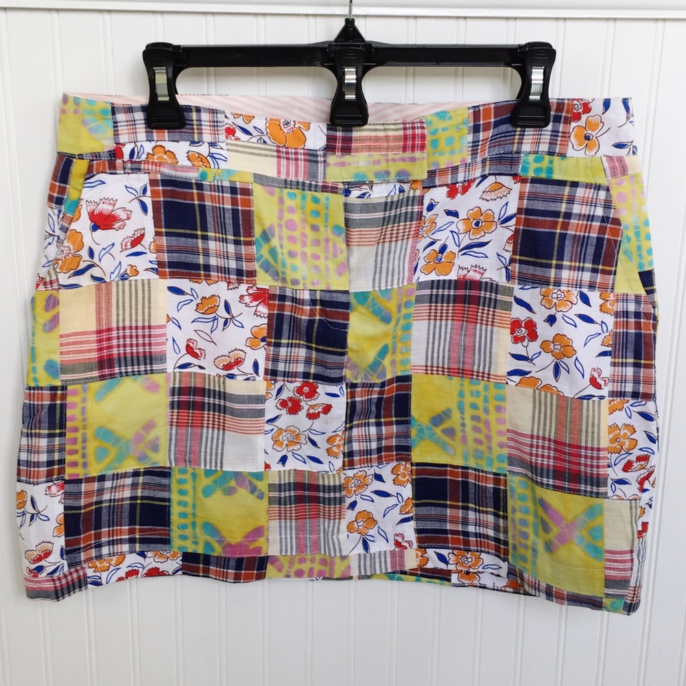 Millenium Plaid & Floral Patchwork Cotton Preppy Mini Skirt Size 12